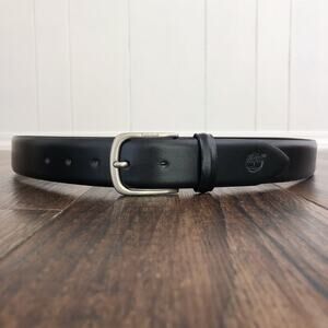 Timberland Leather Belt Classic Preppy Made in Italy Mens Size XL Black Gunmetal